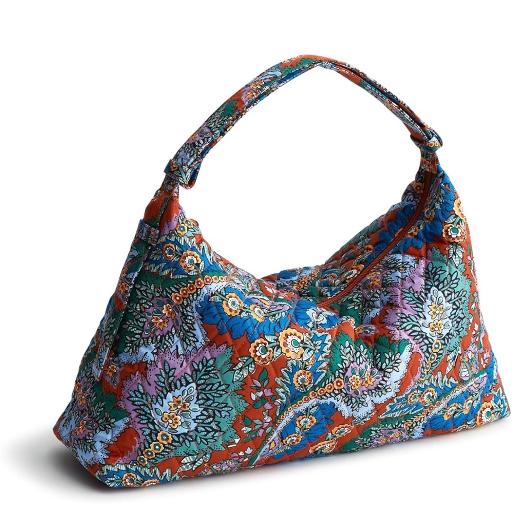 Vera Bradley Premium Cotton Marcelle Shoulder Bag Flowers + Feathers
